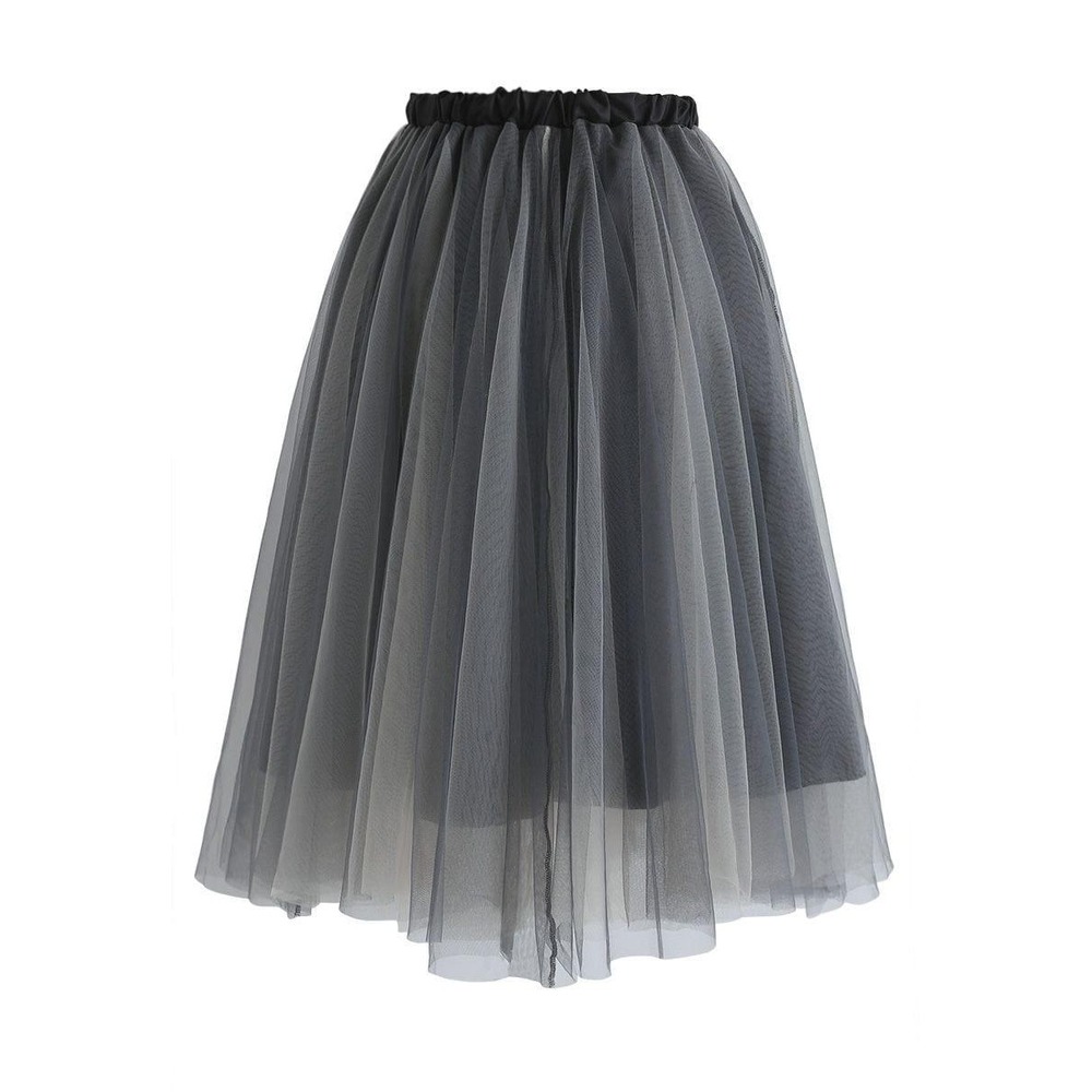 Chicwish Women's Amore Mesh Tulle Skirt Smoke S/M